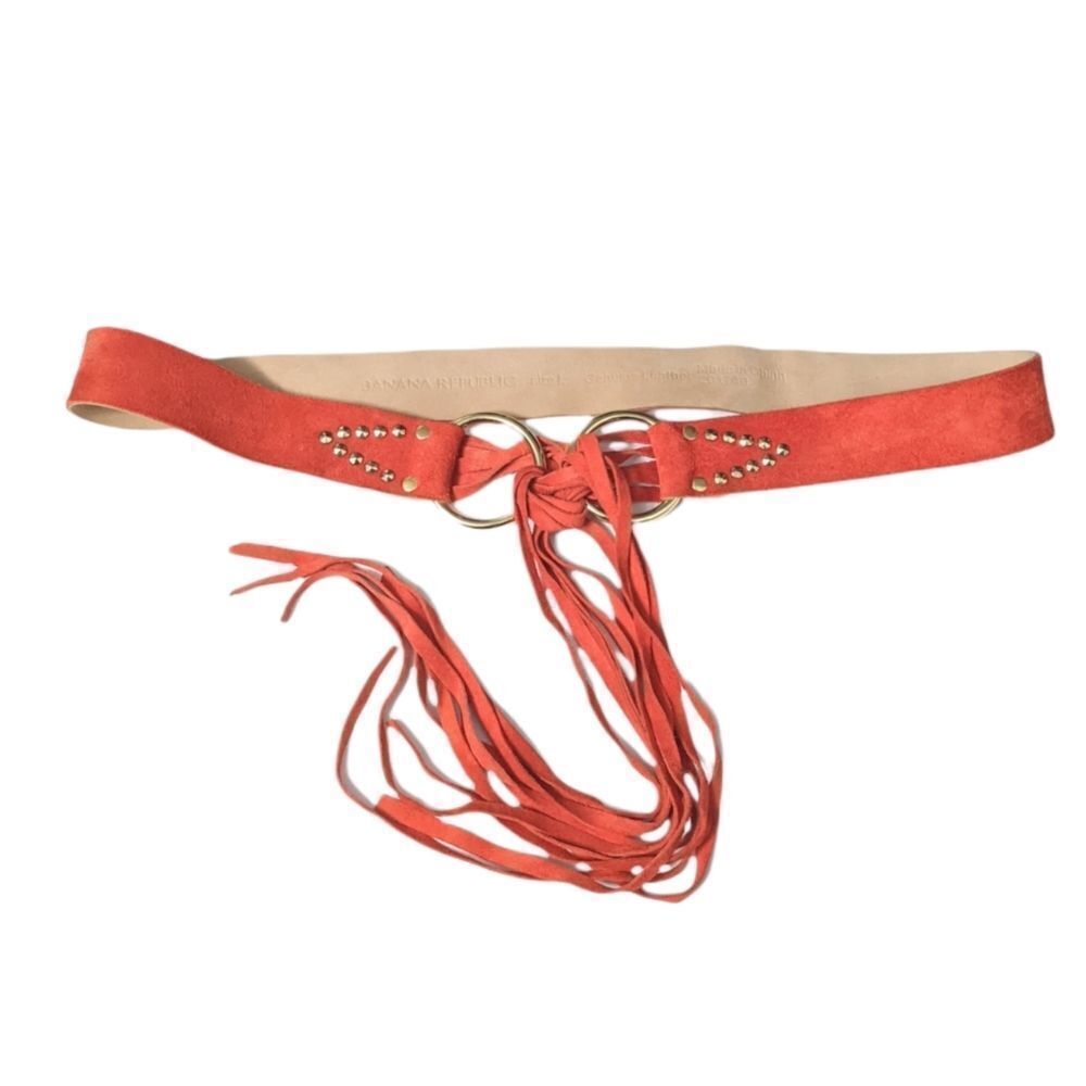 BANANA REPUBLIC Orange Suede Tassel Fringe Boho Belt L